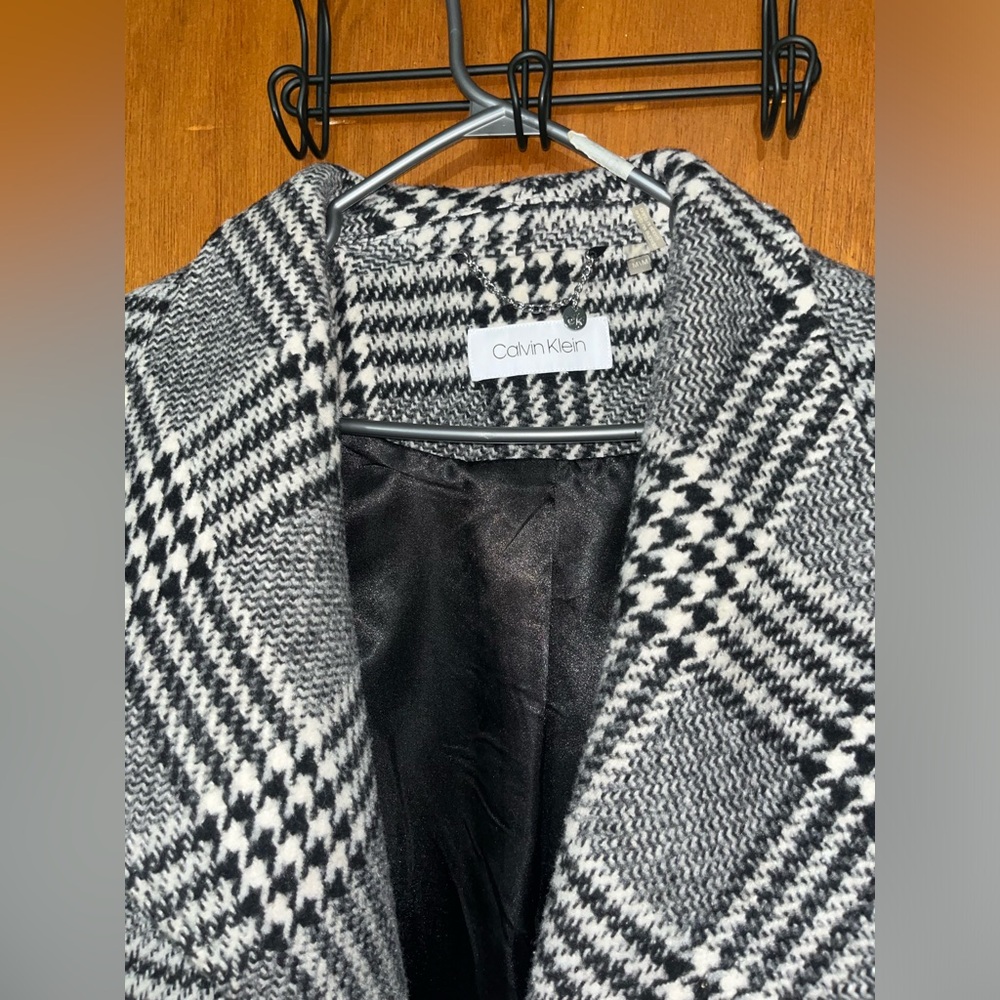 Calvin Klein Black and White Plaid Coat - Picture 4 of 4